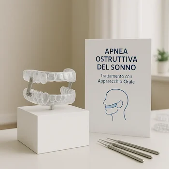 Collegamento alla pagina relativa all'odontoiatria del sonno, immagine di di un dispositivo per la prevenzione dell'apnea notturna