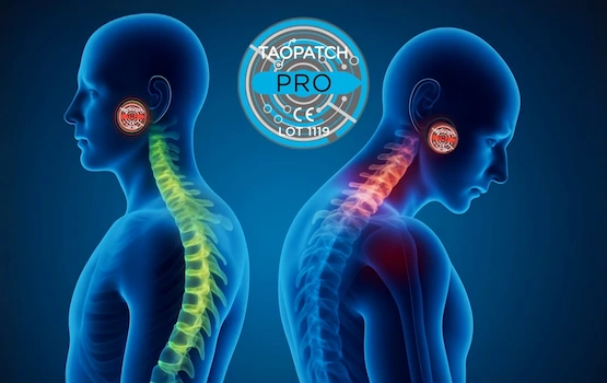 Collegamento alla pagina riguardante Analisi Posturale e Applicazione Taopatch®, un medico applica un dispositivo a nanotecnologie taopatch sulla schiena di un paziente